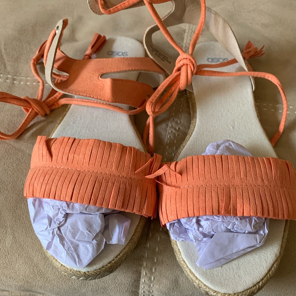 Asos Jace Fringe Espadrille Sandals size 8